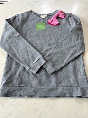kate spade Gray Pullover Sweatshirt with Pink Bow Accent